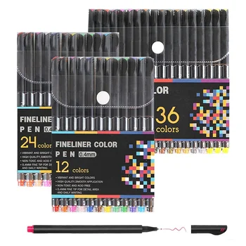 12 Värvi Peene Konksu Liini Pen Set 0.4 mm Joonis Kirjalikult Sm Pen Professionaalne Planeerija Kirjatarvete Kooli Supplie H6140