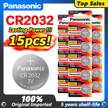15tk täiesti uus patarei PANASONIC cr2032 3v nööpelement mündi akud Sobivad aluspinnad Vaadata
