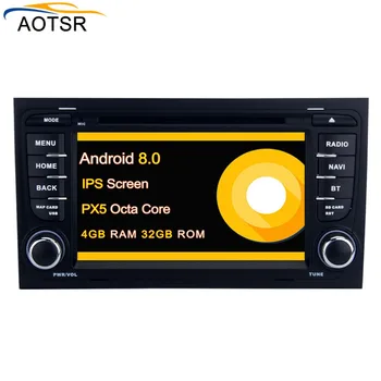 2 din Android 8.0 Auto multimeedia dvd-mängija juhtseade Audi A4, S4 RS4 8E 8F B9 B7 autoraadio stereo GPS navigation Okta Core