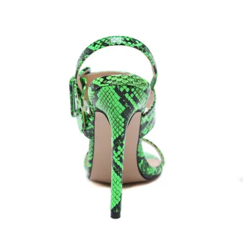 2020. aasta Uus suvine seksikas kõrge kontsaga sandaalid avatud varvas lukk deco mood serpentine roheline sandaalid leopard Rooma naine kingad