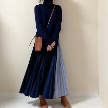2020 Elegantne Pulloverid Kootud Kleit-korea, Jaapan Stiil Naiste Kudumid Pikad Varrukad Segast Maxi Kleit Femme Vestiods Uus