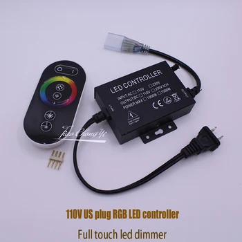 220VAC 110VAC RGB kontroller Täis touch led dimmer, 1500W EU pistik / USA 8MM pistik PCB 10MM PCB pesa Jaoks RGB LED riba