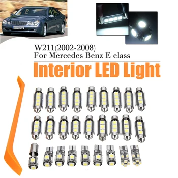 27Pcs Valge Interjöör, DC12V Auto LED Lambid, Lamp Salongi Dome Tuled Plaat lambipirn jaoks Mercedes Benz E-Klass W211 2002-2008