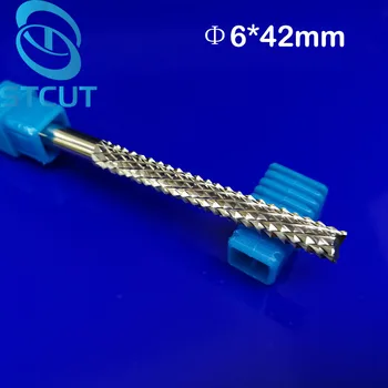 2pc 6*42mm Karbiid Lõpus Graveerimine Freesimine Edge Cutter Puurida CNC PCB Ruuteri Bitti Mill PCB Circuit Board Klaaskiud