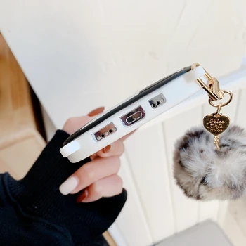 3D Cute Cartoon Beebi Piima Söötmine Pudel Case for iPhone Mini 12 11 Pro XS Max XR -, Plüüš-Karusnaha Palli Ripats kaelapaela kinnitamine Trossi Lehm Kate