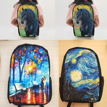 3tk Komplekt Poistele koolikotid Lastele Van Gogh Kuulus õlimaal Seljakott Teismelistele Naiste Bookbag Õpilane Tüdrukud Pliiats Lunchbox 2019