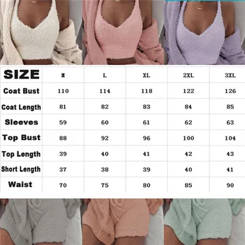 3TK Naiste Pidžaama Komplekt aasta Sügisel, Talvel Soe Coral Samet Pidžaama Sleepwear Homewear Pidžaamad Värviga Hupparit lühikesed Püksid Komplekt M-3XL