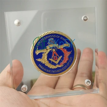40mm Müntide Kollektsiooni Ekraan Läbipaistvad Alalise Akrüül Ekraan Blokeerida W/ Tugev Magnet Medallion Mündi, välja Arvatud Mündi