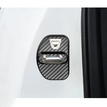 4tk Car Styling süsinikkiust muster Auto Door Lock Cover puhul Dacia Sandero MK2 Stepway Auto Kaitsev Lukk Tarvikud