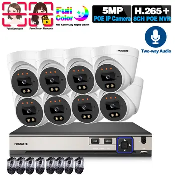 8CH HD 5MP POE NVR Kit CCTV Turvalisus Kaamera Süsteemi Komplekt Sise-Dome, kahesuunaline Audio-Video Turvalisuse Järelevalve POE IP-Kaamera Kit