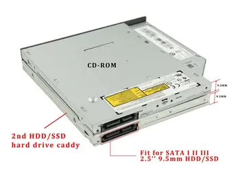 9.5 mm 2. SATA Kõvaketta HDD SSD Ruum Caddy Dell Inspiron 15 5000 5100 5555 5558 5559 3521 3558 3576 5570