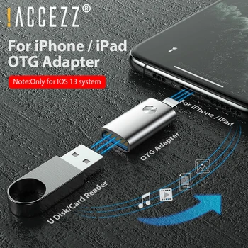!ACCEZZ OTG Adapter iphone IOS13 iPhone 11 Pro X XS MAX XR Laadimine Andmete Sünkroniseerimine U Disk Valgustus USB OTG Ühendage Adapter
