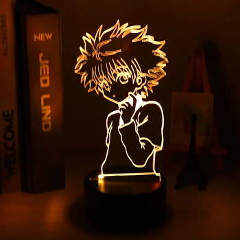 Akrüül Led Night Light Anime Hunter X Hunter Magamistuba Decor Light Poiss Lapse Sünnipäeva Kingitus HXH Illumi Zoldyck Joonis 3d-Lamp