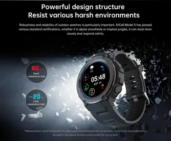 ALLCALL Mudel 3 Smart Watch Sõjalise Disain Südame Löögisageduse, vererõhu Monitor Ilm Ekraan Muusika Kontrolli Väljas Smart vaadata