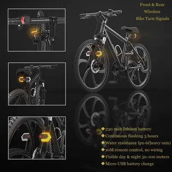 Bike tagatuled suunatuled Led Lambi Ees Taga Jalgratta-Ohutus Hoiatus Traadita USB-Laetav Remote Jalgratta Tuled Tagasi