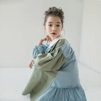 Brändi Kontrasti lahti Tüdrukud Dress Kaks Värvi Segast Laste Puuvillane Kleit Baby Printsess Kleit Isiksus Teismeliste Kleidid