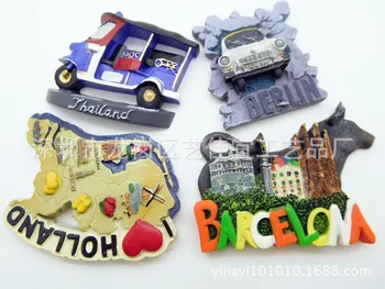 Cartoon Turistide Külmkapp Magnet Suveniiride Tai Samlor CASA MILa Barcelona Holland Kaart Berliini Müüri Magnetid Külmikud