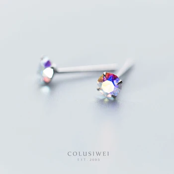 Colusiwei Mood 925 Sterling Hõbe Värviline Vikerkaar Crystal Väikesed Kõrvarõngad Naistele Sterling Hõbe Ehted 2019