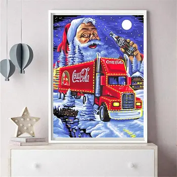Diamond Värvimine Jõulud Kingitus 5D DIY Diamond Maali Cartoon Auto Santa ClausFull Diamond Home Decor
