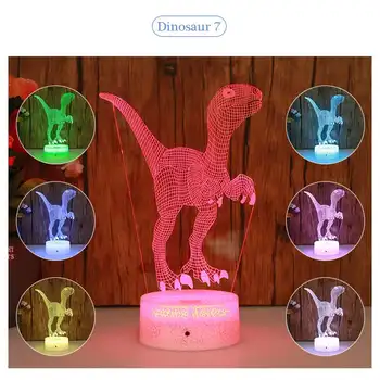 Dinosaurus 3D LED Lambi Illusioon 3D Optical Illusion Tuled 7 värv, Kirjud USB Kodu Kaunistamiseks Värv Muutlik Lamp poistele