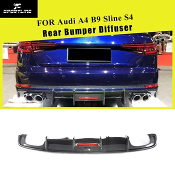 Eest S4 Carbon Fiber Rear Bumper Difuusor, Lip Spoiler Audi A4 (B9 Sline S4 A4 Sedaan 4-Ukseline 2017 - 2019 Bumper Guard Lõhkujad