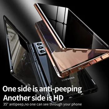 Eraelu puutumatuse Magnet Case for Samsung Galaxy Note 20 Ultra Topelt Klaas Metall Bumper Anti-Peep Kate Samsung Lisa 20 S20 Pluss