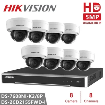 Hikvision 8CH CCTV Järelevalve Kit 5MP Turvalisuse Kaamera Süsteemi 8CH POE NVR Max Väljund 8Pcs 5MP POE IP-Kaamera CCTV Veekindel