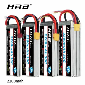 HRB Lipo Aku 2S 3S 11.1 14.8 V V 2200mAh RC aku 30C koos XT60 pistiku RC auto FPV Helikopter, Paat Quadcopter Trex 450