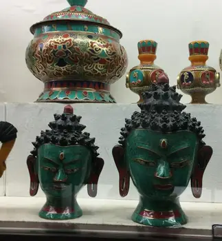 Ilus Nepali käsitöö mosaiigid, türkiis ja punane korall pronksist Buddha pea 17cm 12cm valik vaba shipping