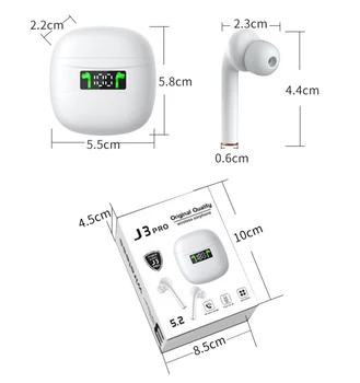 J3 Pro TWS Traadita Bluetooth-HIFI Müra Vähendamise Peakomplekt Sport Kõrvaklapid Touch Control Koos LED-Ekraan Laadimine Kasti Universal