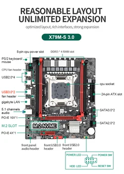 JINGSHA X79 chipset emaplaadi LGA2011 Mini-ATX transistor E5 2640 V2 PROTSESSOR 4tk x 4GB = 16 GB DDR3 1600Mhz ECC REG Mälu, SATA 3.0