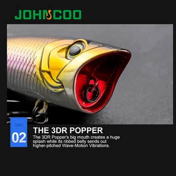 JOHNCOO Popper Kalapüügi Peibutis 60mm 7.8 g Wobbler Magevee-Topwater Plug Bass Kalapüügi Laser Raske Kunstlik Sööt 3D Silmad