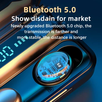 Juhtmeta Kõrvaklapid Bluetooth V5.0 F9 TWS Traadita Bluetooth Kõrvaklappide HD Stereo LED-Ekraan 2000mAh Peakomplekt Koos Mikrofoniga