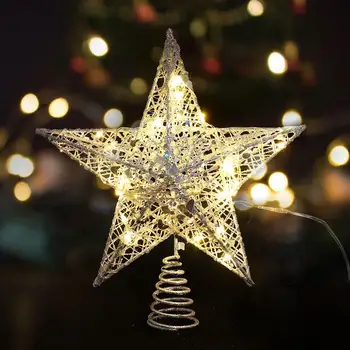 Jõulupuu Star Puu Torukübar Teenetemärgi Glitter Star String LED Lamp 5 Punkti Star jõulupidu Dekoratsioon, ilma Aku