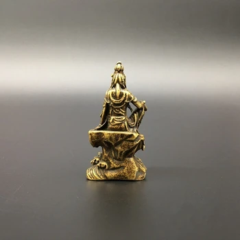 Kogumise Hiina Messing Nikerdatud Guan Yin Kwan-yin Bodhisattva Buddha Kuju Peen Väikesed Kujud