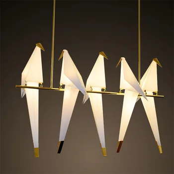 Kuld Linnu Puuri ripats Lamp elutuba, Magamistuba origami lind kerge Köök Söögituba Paber Maja Rippuvad Valgustusseadmete