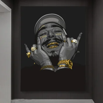 Kuld Sõrmus Ja Hammaste Malone ' I, Hip-Hop Räppar Star Art Maali Poster Ja Pildid Lõuend Seina Pilt Home Decor Elutuba