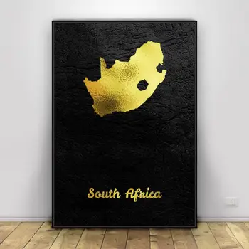 Kuldne Kaart, Lõuna-Aafrika Lõuend Seina Art Print Kaasaegne Plakat Seina Pilte Elutuba Decor