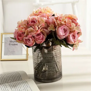 Kunstlik Roos Lilled Pulm Kimp Royal Roosa Siidist Lilled Kodu Kaunistamiseks Pulmad Pool Decor Võltsitud Dekoratiivne Lill