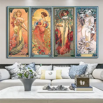 Kunstnik Alphonse Mucha Lõuendile Maali Plakatid ja Pildid Klassikaline Plakat Seina Art Pilt elutuba Home Decor Raamimata
