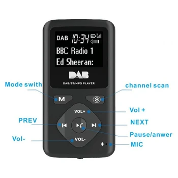 KUUM DAB/DAB Digitaalne Raadio, Bluetooth 4.0 Isikliku Tasku FM-Mini Kaasaskantav Raadio Kõrvaklapid MP3-Micro-USB-Kodu