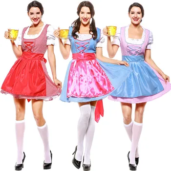Kuum Dirndl saksa Õlu Neiu Kostüümid Naiste Oktoberfest Karneval Fancy Dress Up Halloween kostüüm