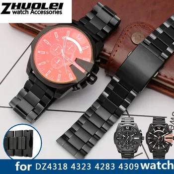 Kõrge kvaliteediga rihma DZ4318 4323 4283 4309 algse stiili roostevabast terasest watchband mees suur watch juhul käevõru 26mm Must
