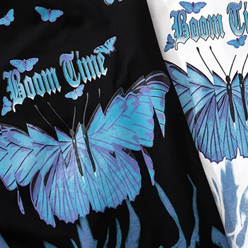 LACIBLE Sinine Liblikas Hip-Hop Streetwear T-Särk Meestele 2021 Vabaaja Puuvillane Harajuku Lühikese Varrukaga Topid Liiga Meeste T-Särk