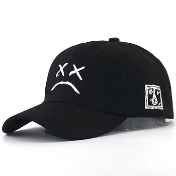 Lil Peep baseball cap puuvill reguleeritav kurb poiss, nägu must tikand isa mütsid hip-hop snapback sport mütsid u