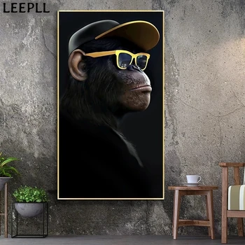 Loomade Värvimine Naljakas Kõrvaklappide Gorilla Õli, Lõuend Maalid Seina Art Plakatid ja Print Lõuend Trükib elamiseks Ruumi Kaunistamiseks