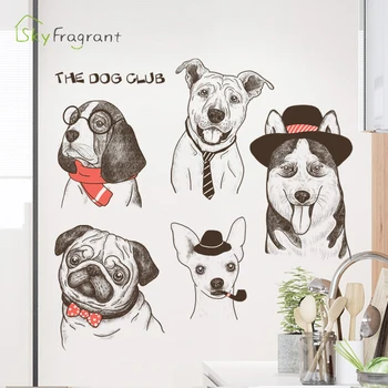 Loominguline koerad seina kleebis kodu isekleepuvad kleebised pet shop dekoratiivsed elutuba taust wall decor ruumi kaunistamiseks