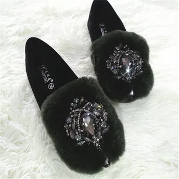 Luksus Glitter rhinestone moccasins daamid korter kontsad platvorm palus mokassiinkingad mugavuse tõsta-on espadrilles sooja talve kingad naistele