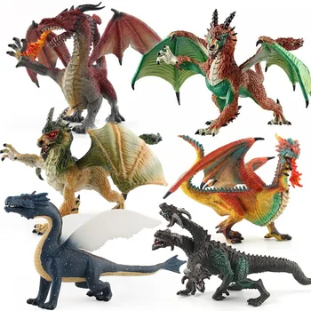 Lääne-Dragon Kolm pealkirjaga Dragon Dinosaurus Mudel Mänguasi Parimad Jõulud sünnipäeva Kingitus Lastele, Lapsed mänguasjad Joonis Kollektiivse Mänguasjad