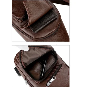 Meeste Crossbody Rinnus Kotid Talje Kotid, Meeste Laadimine USB Kõrvaklappide Pistik Nahast õlakott, Diagonaal Pakendis Uus